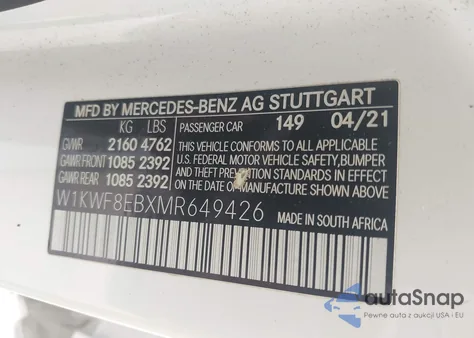 2021 Mercedes-Benz C 300 4Matic from USA, damaged, VIN W1KWF8EBXMR649426
